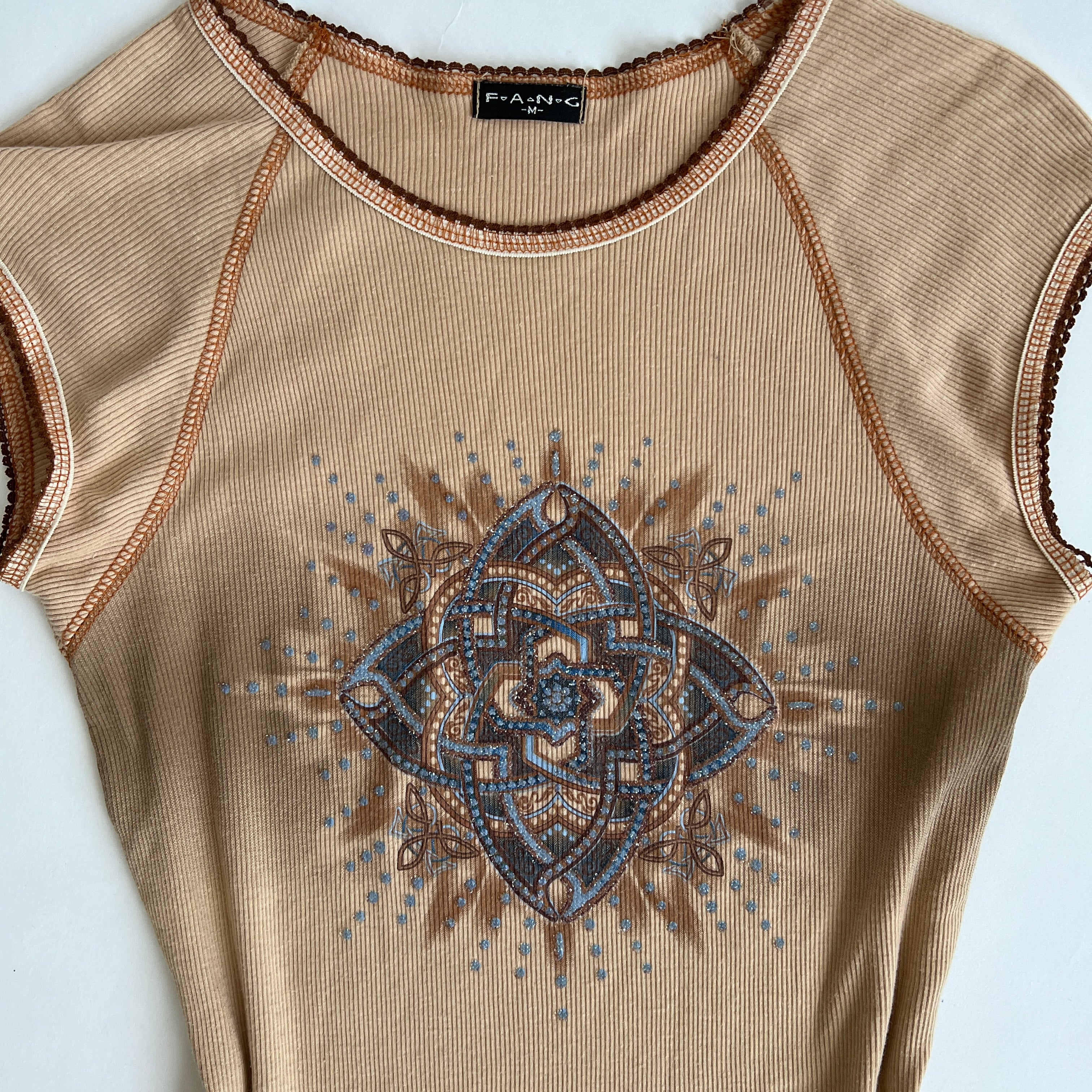 00s beige print mini dress