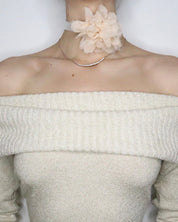 Pale Peach Silk Flower Choker 