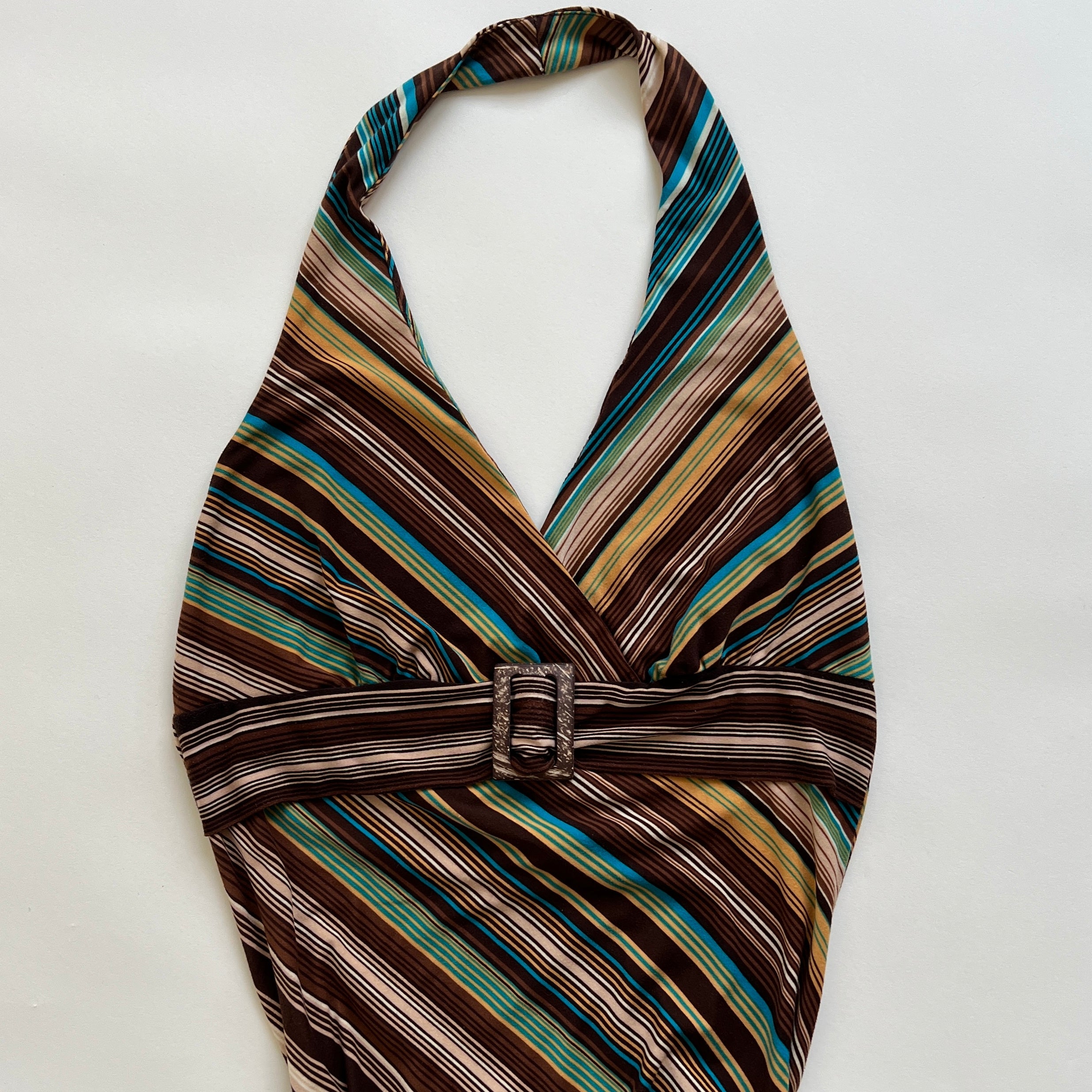 Y2k stripe halter dress