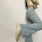baby blue floral corduroys - size 24/xs