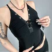 Vintage Gothic Lace-Up Tank