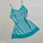 Cyan crepe sheer slip