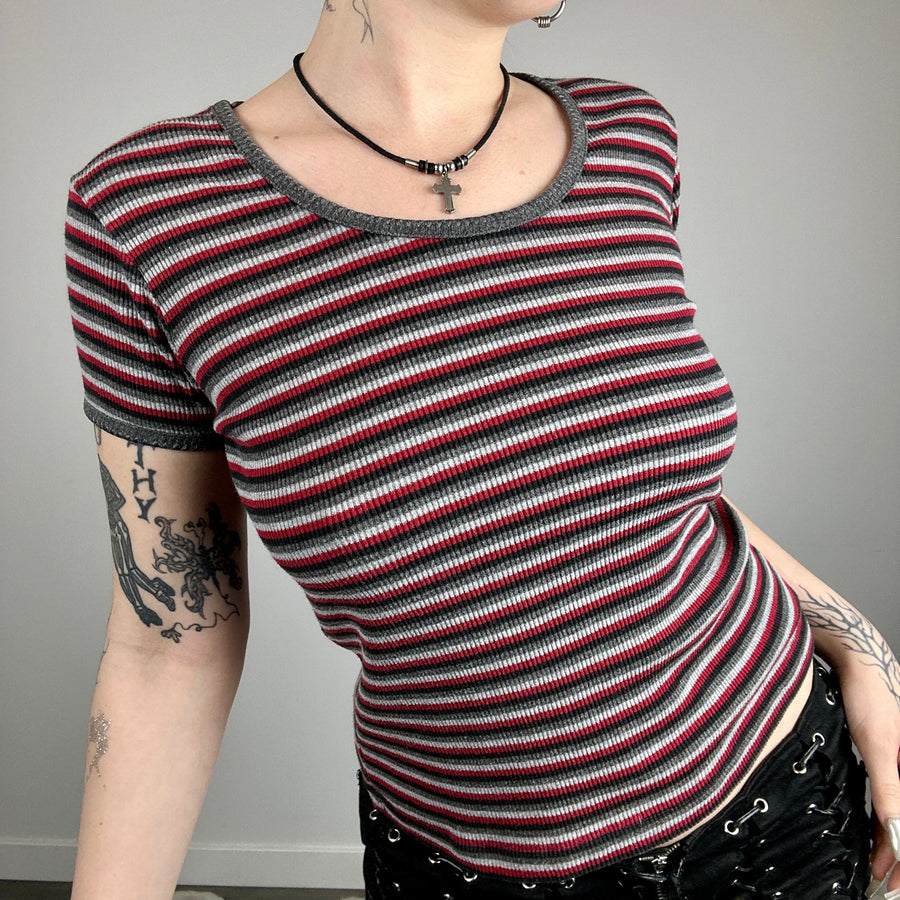 90s Ribbed Striped Baby Tee