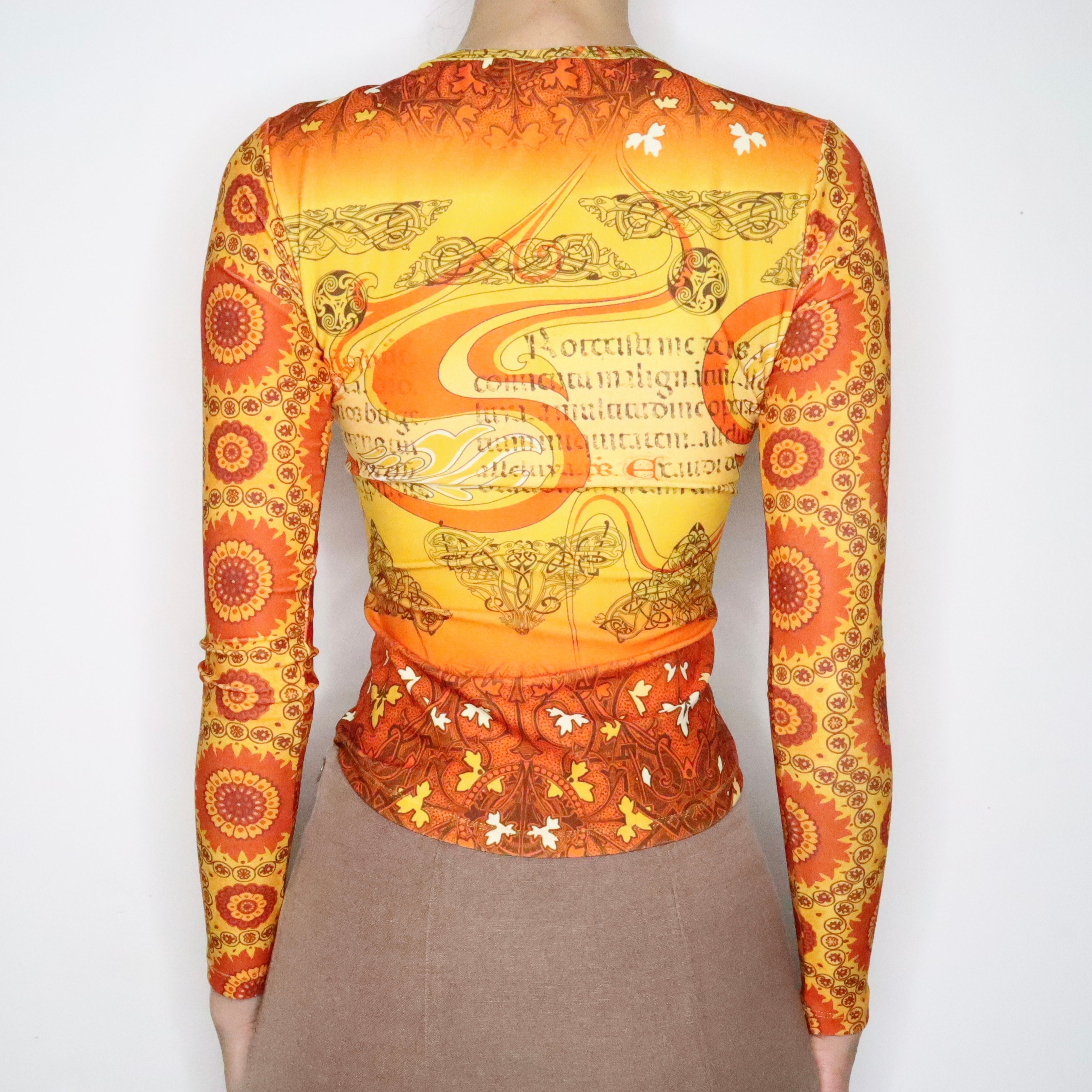 Funky Orange Print Tee (XS-S)