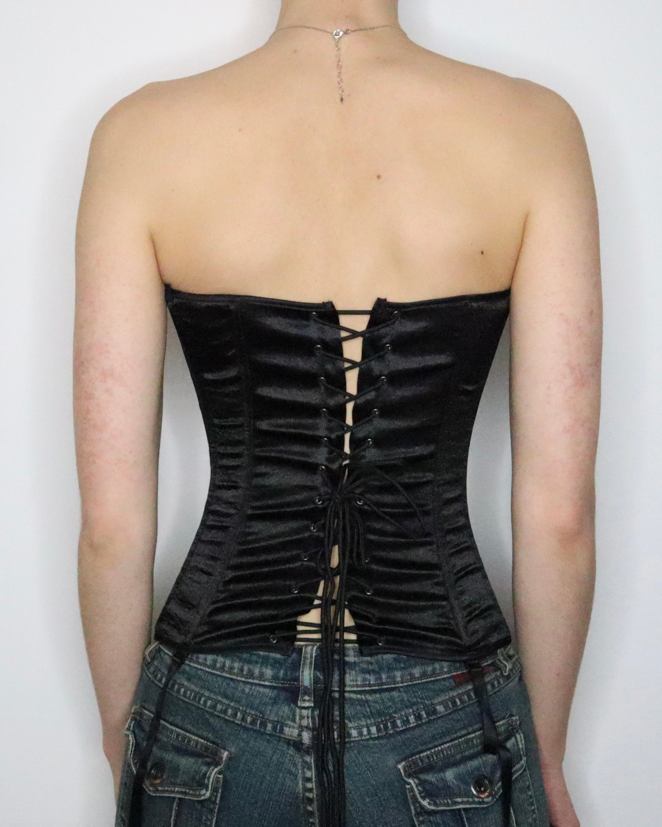Black Zip Up Corset (S-M) 