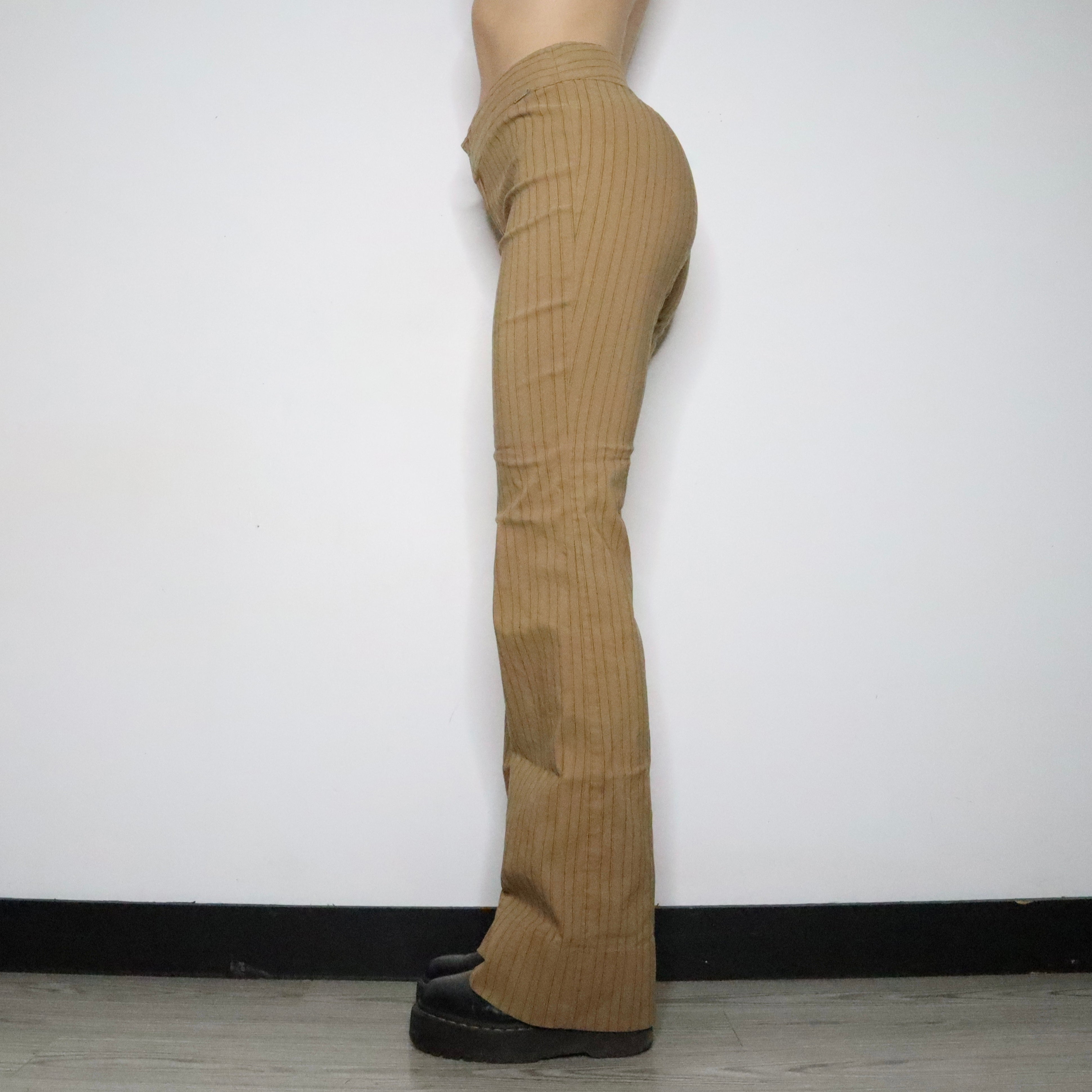 Guess Tan Pinstripe Flare Pants (Large)