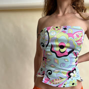 Y2k groovy pastel corset top