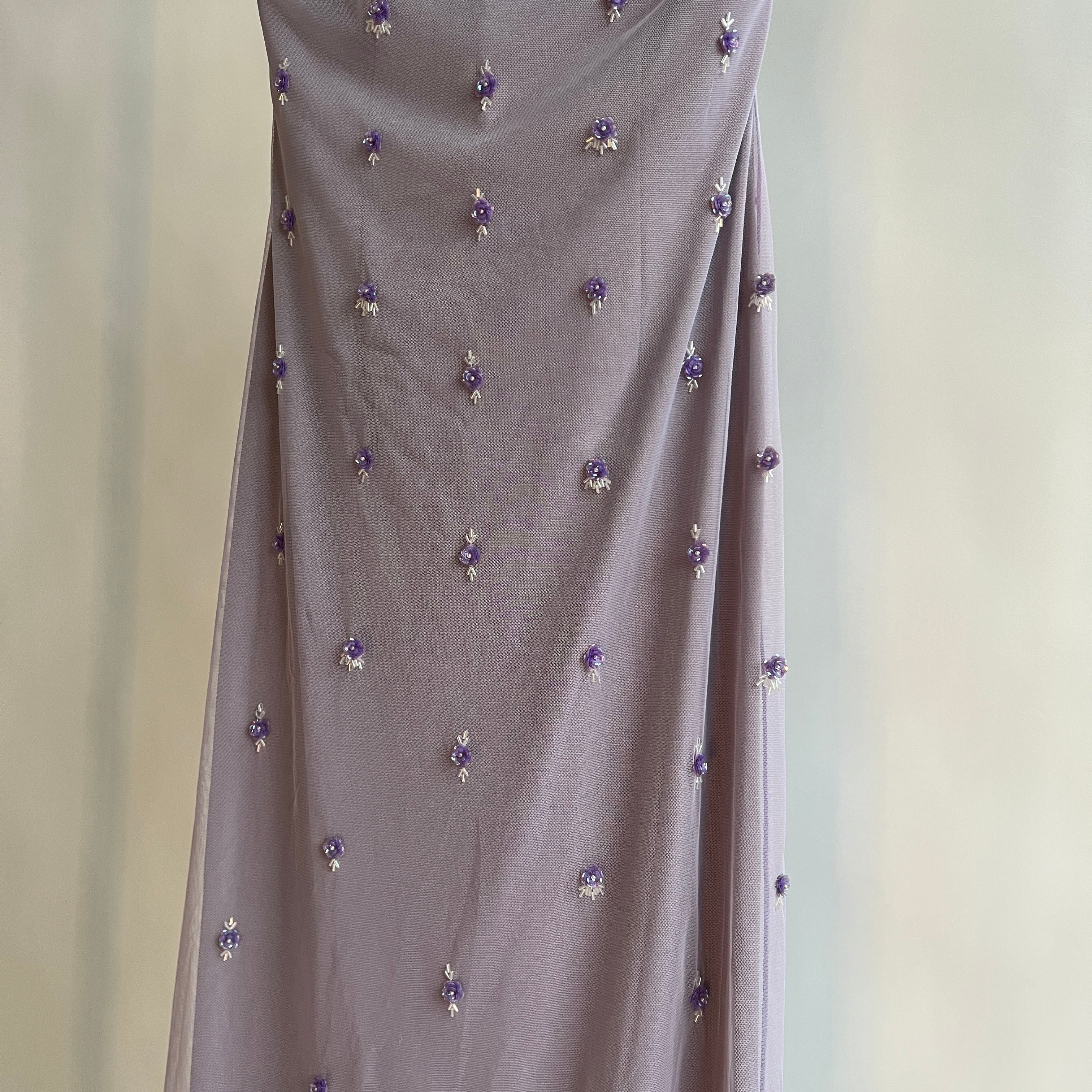 Vintage strapless lavender formal dress