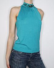 Italian Teal Knit Top (Large) 