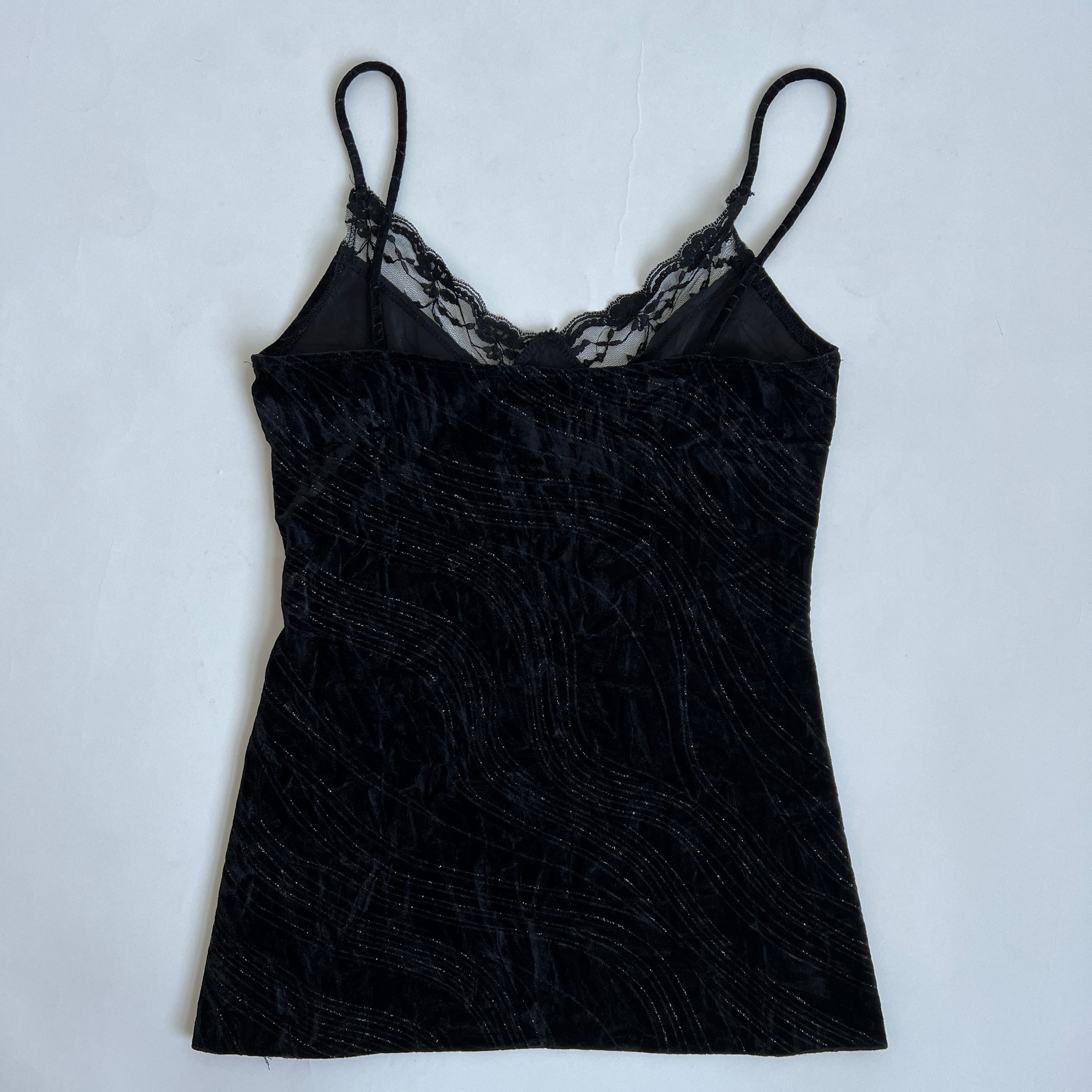 00s Velvet lace glitter cami L