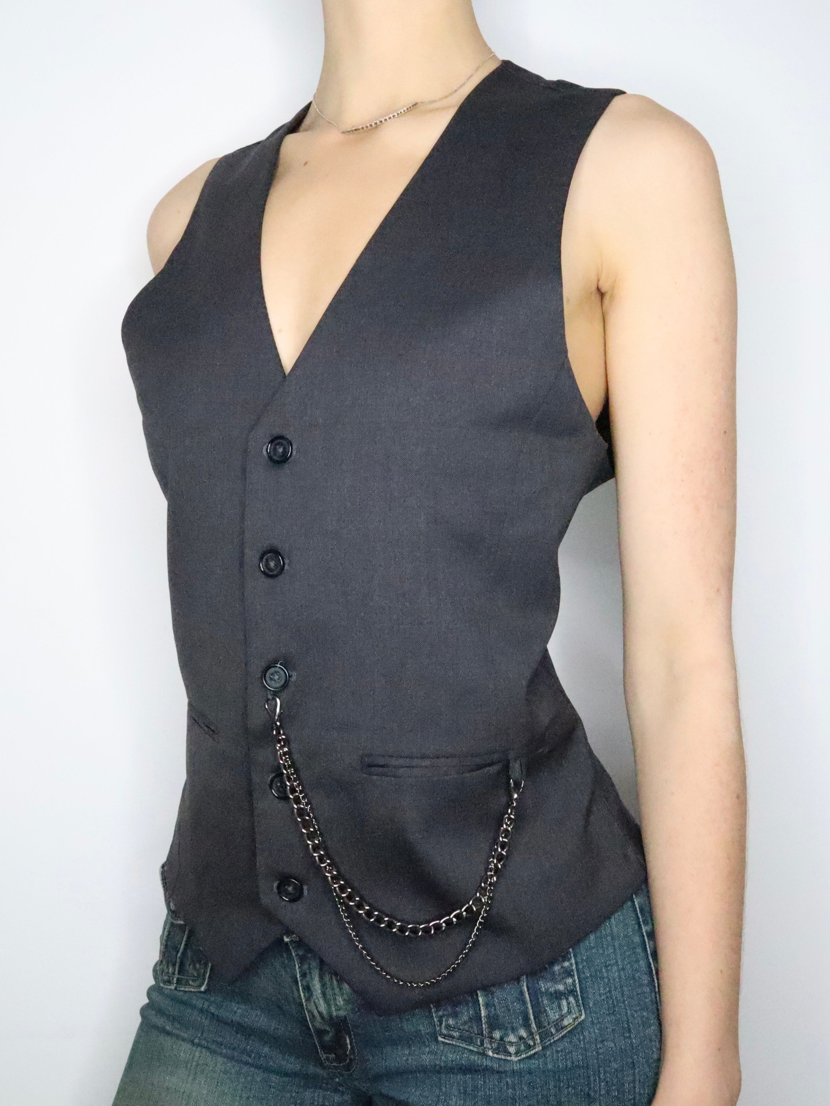 Gray Button Up Vest (L-XL) 