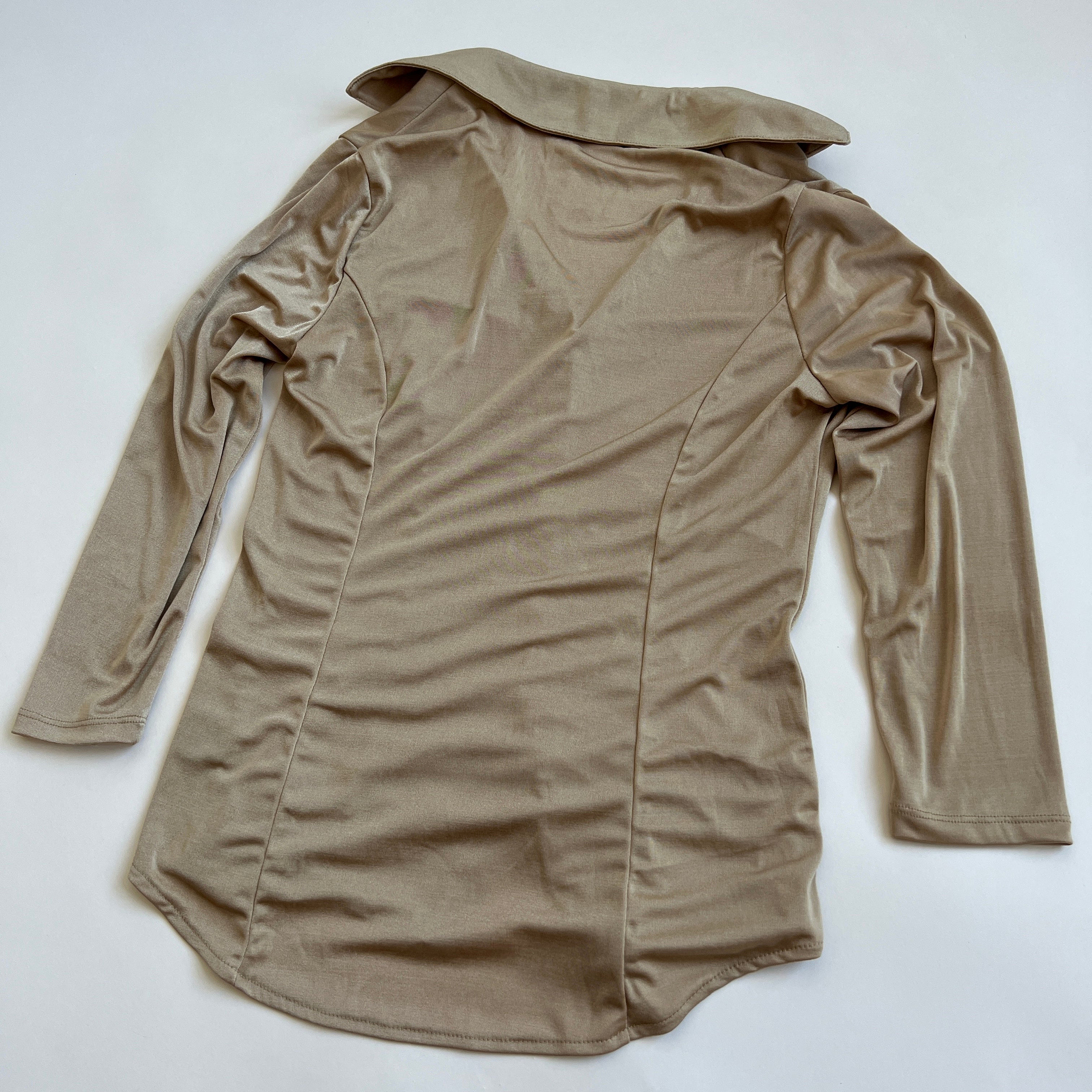 gold satin button up