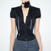 Black Hook and Eye Blouse (XS-S) 