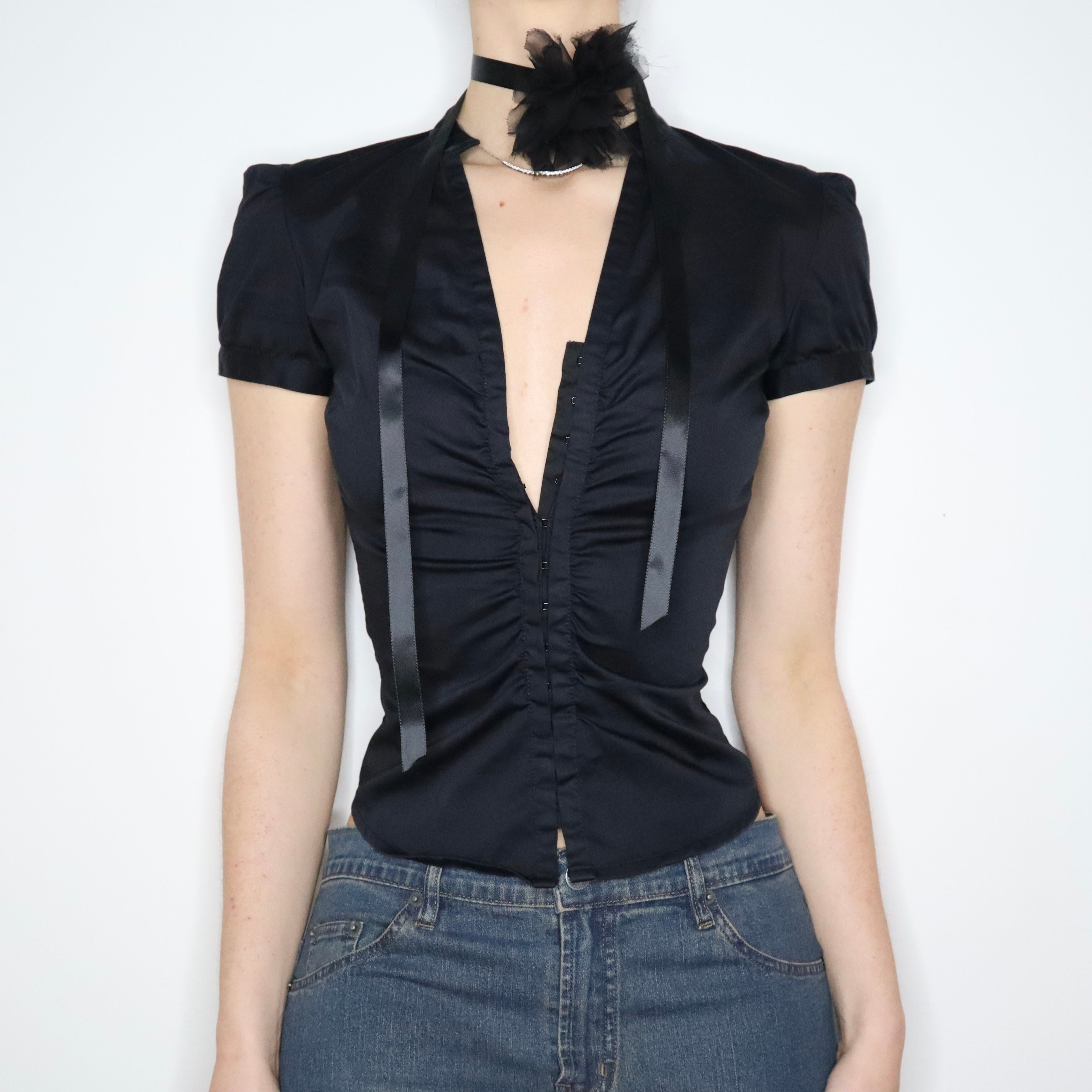 Black Hook and Eye Blouse (XS-S) 