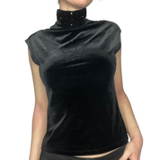 velvet mock neck