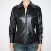 Black Leather Moto Jacket (Small)