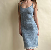 00s Dusty blue midi dress
