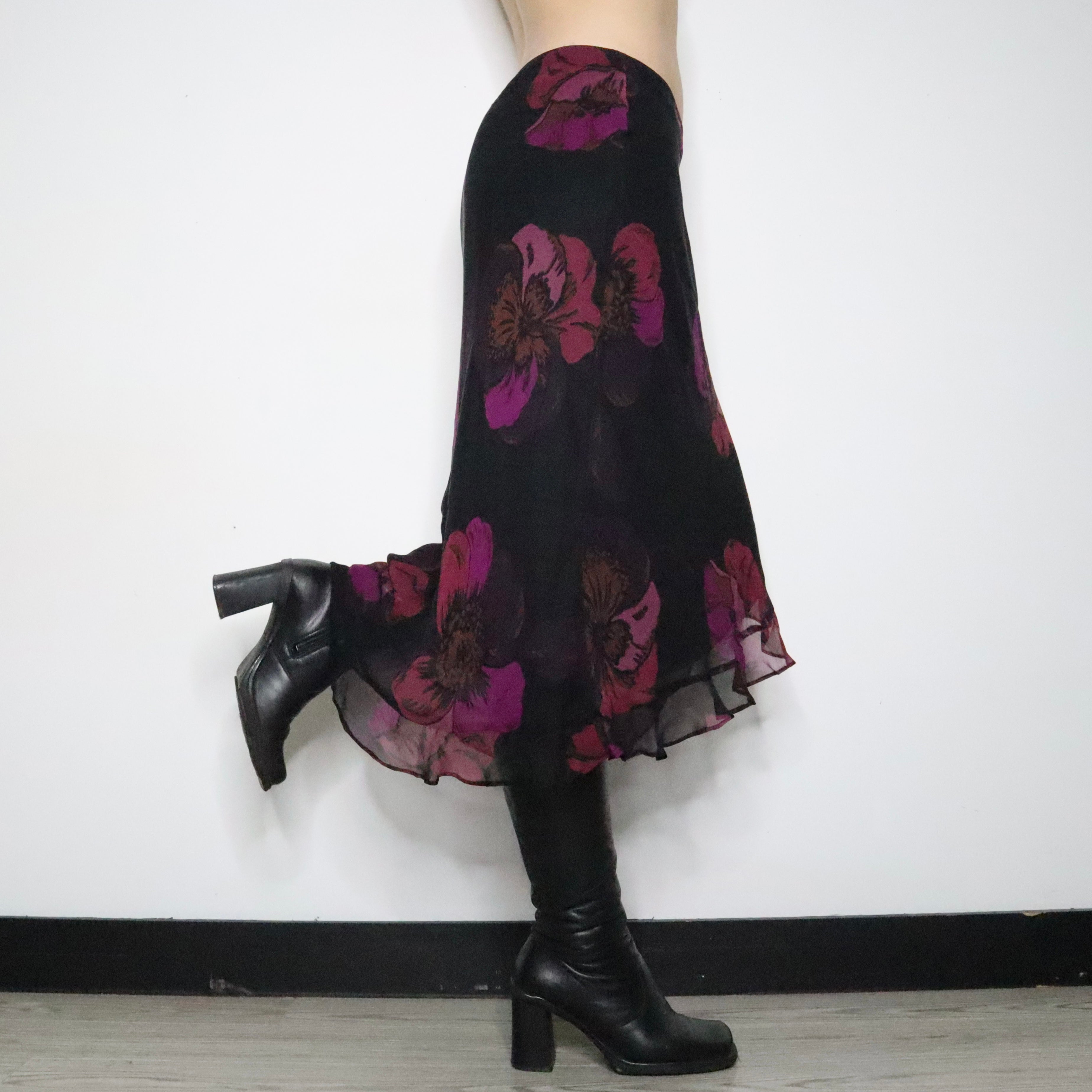 Betsey Johnson Silk Midi Skirt (Large)