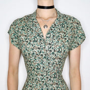 Green Floral Maxi Dress (Medium) 