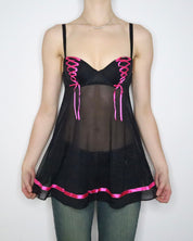Black Mesh Babydoll Bustier (S) 