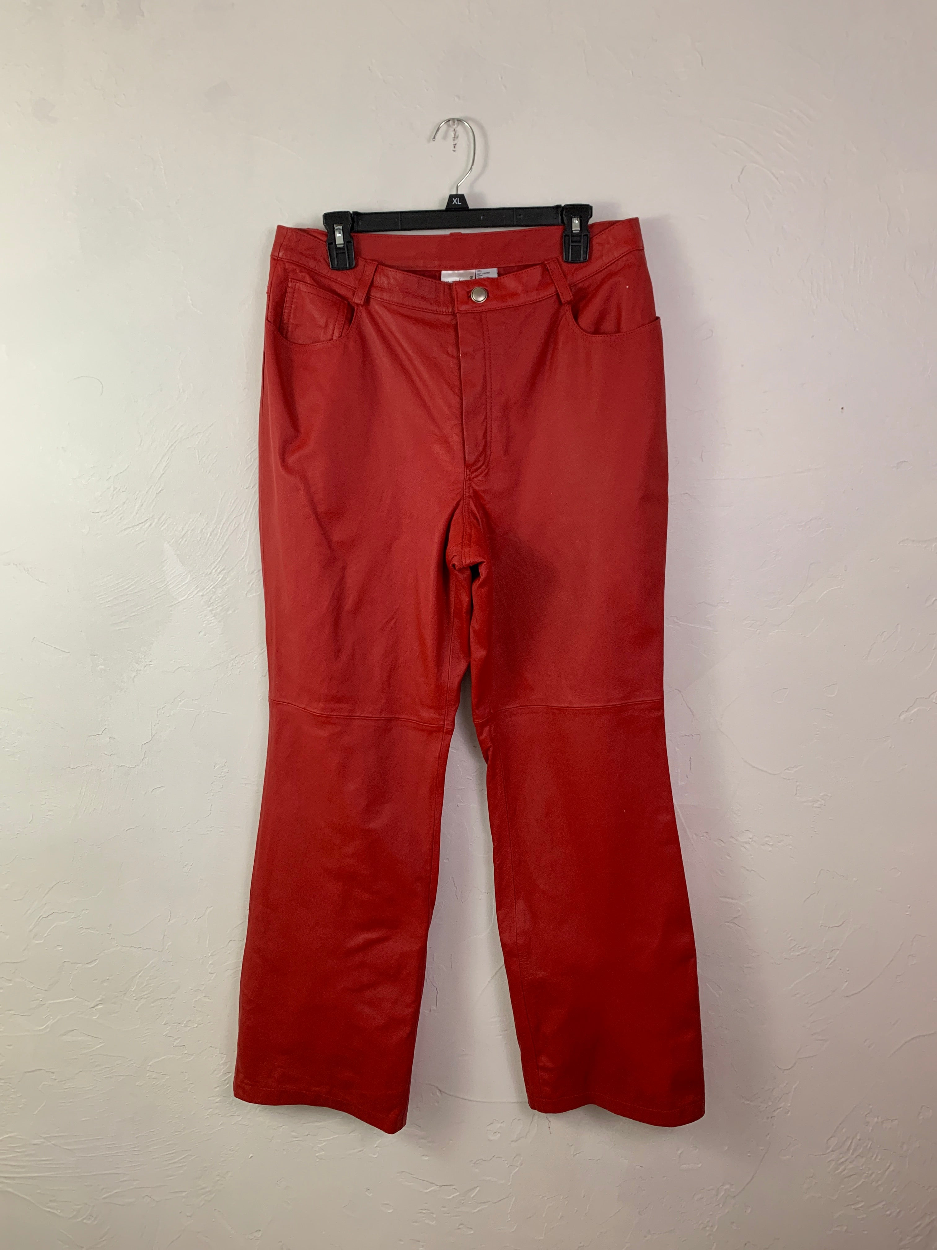 Red leather pants