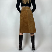 1970s Suede A-line Midi Skirt (XS)