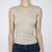 Beige Keyhole Tank Top (XS-S) 