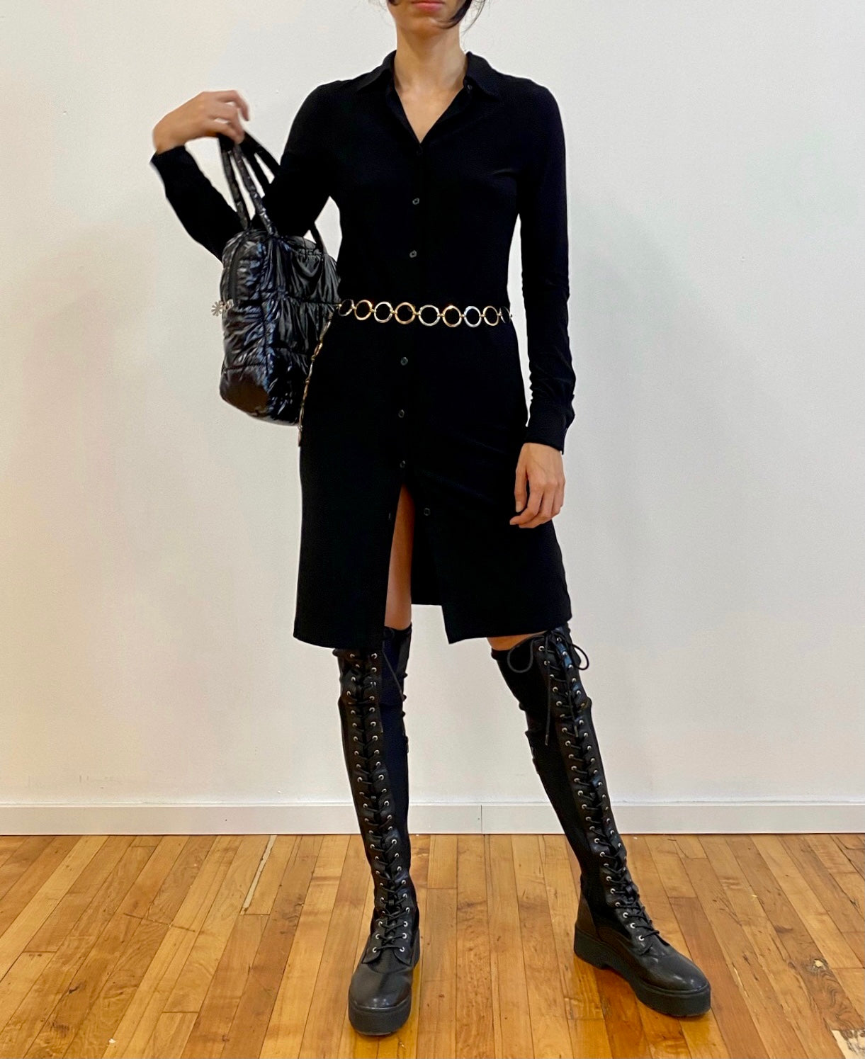 Black Button Up Midi