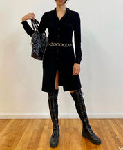 Black Button Up Midi