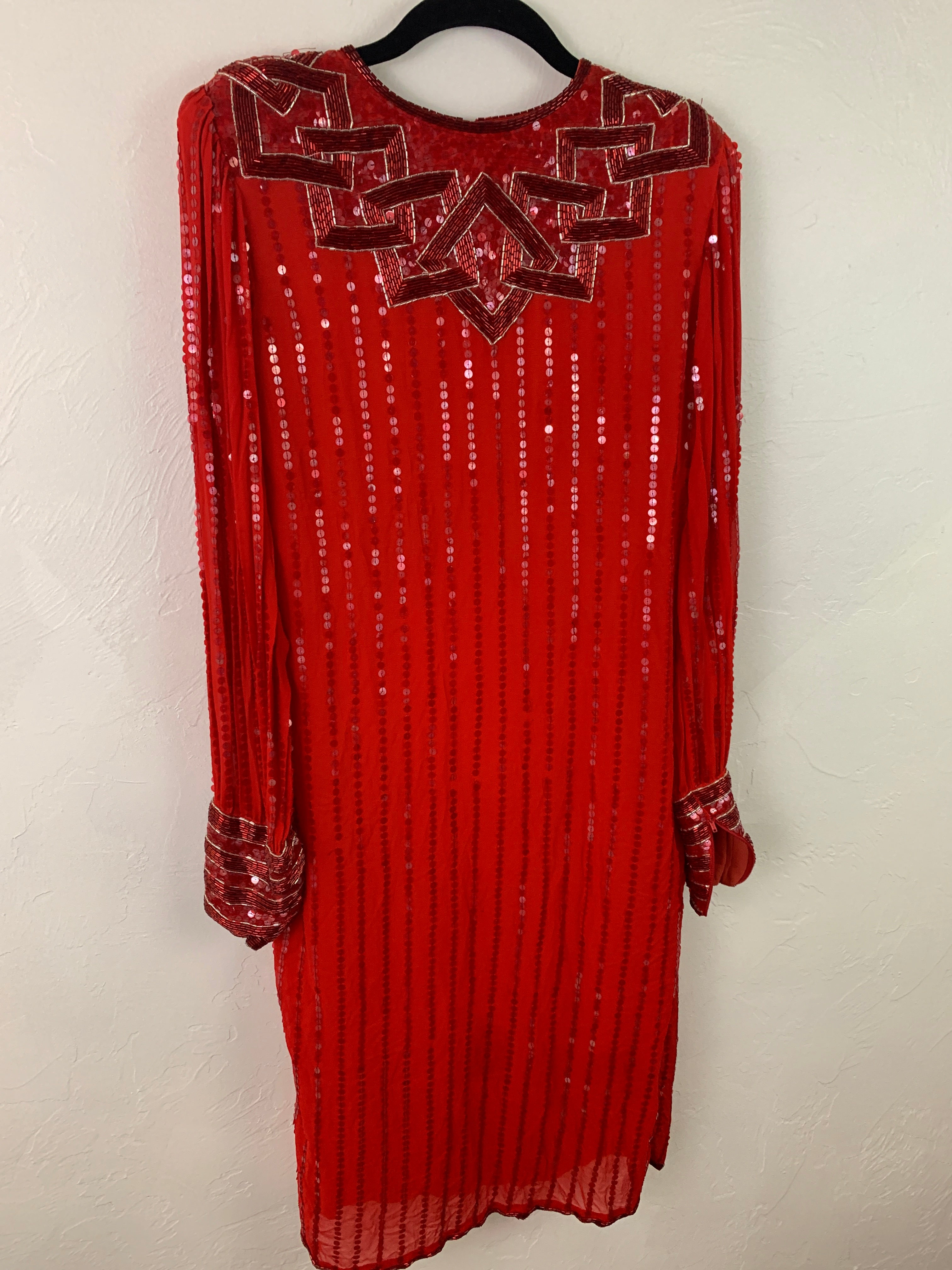 Red sequins midi dress