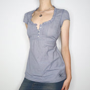 Blue Gingham Babydoll Top (S-M) 