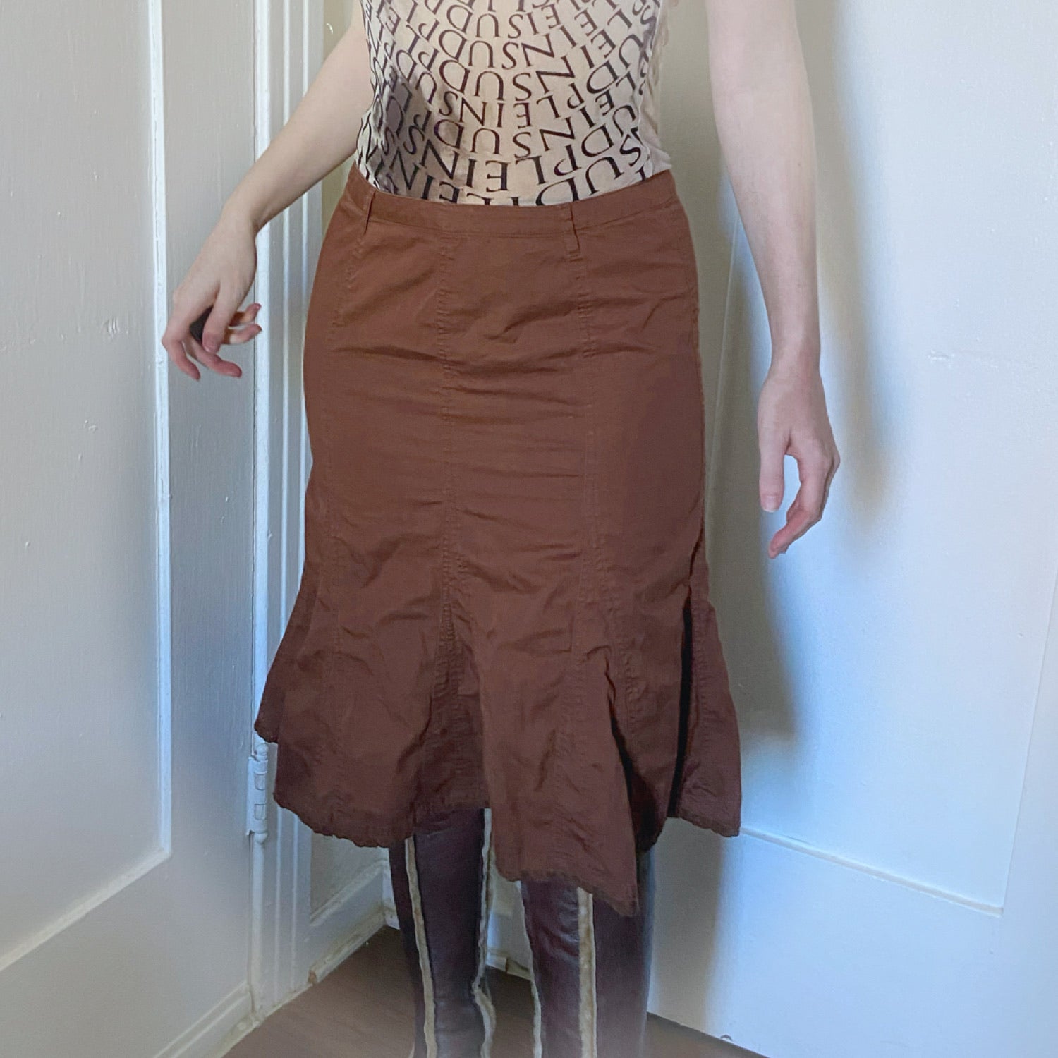Chocolate Midi Ruched Skirt