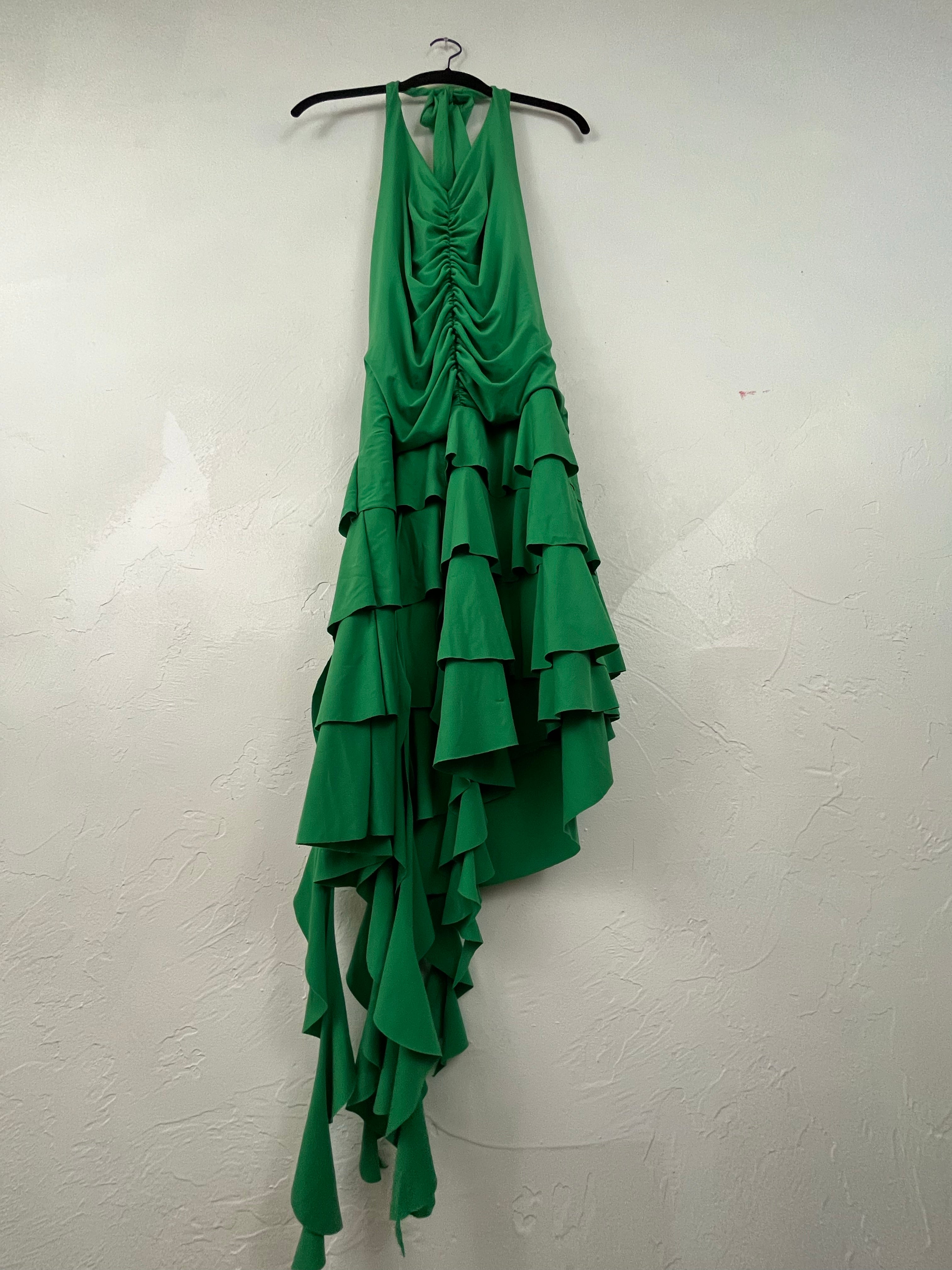 Green ruched midi