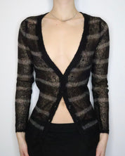 Grunge Striped Mohair Cardigan (Medium) 
