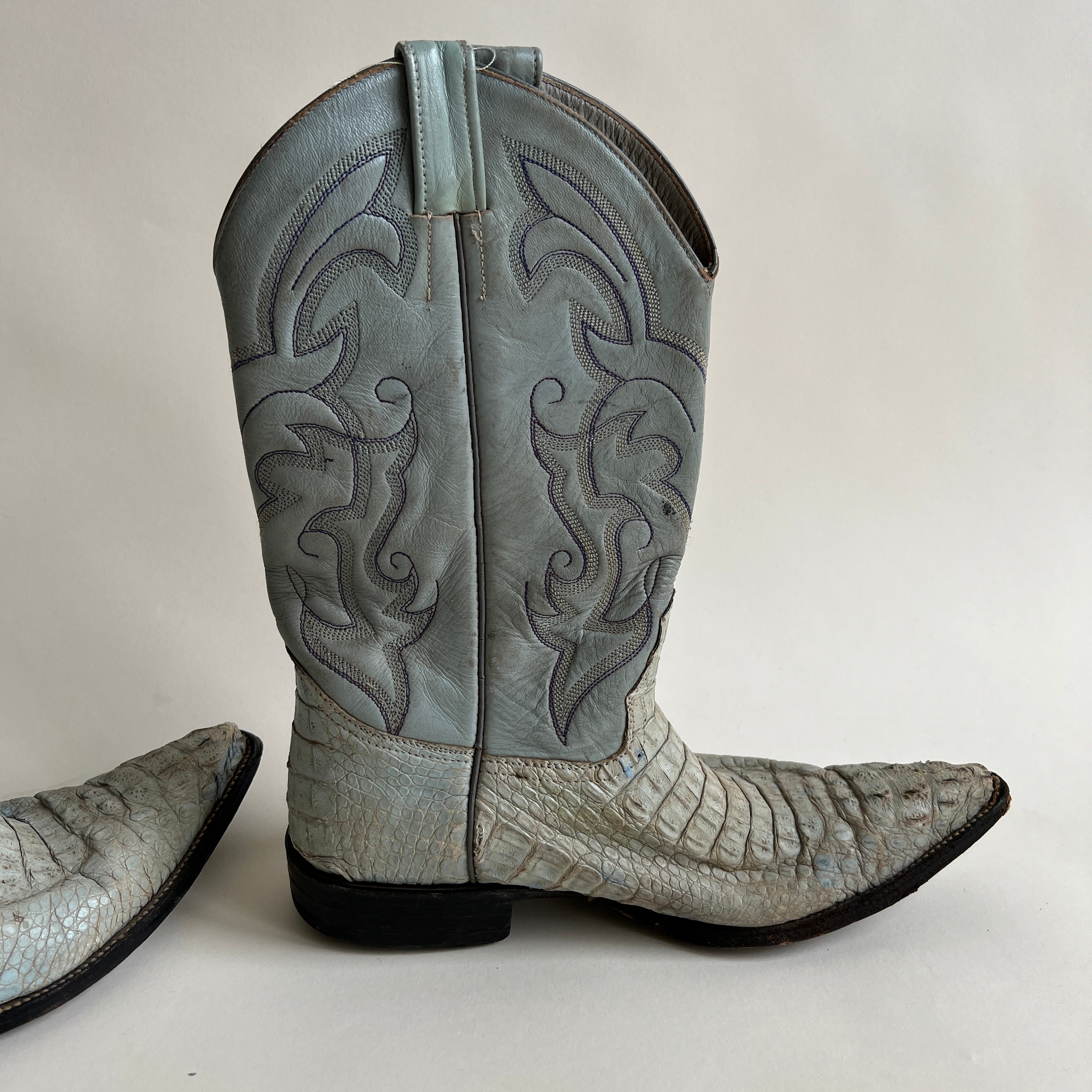 Baby blue snakeskin boots size 10