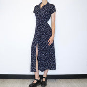 Navy Floral Maxi Dress (Medium) 