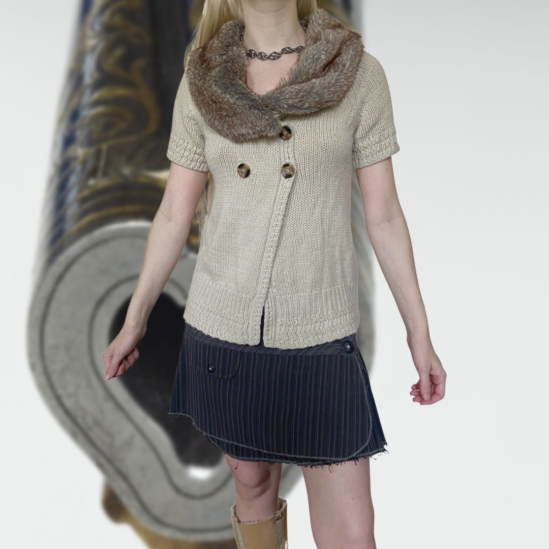 Vintage Faux Fur Trim Sweater