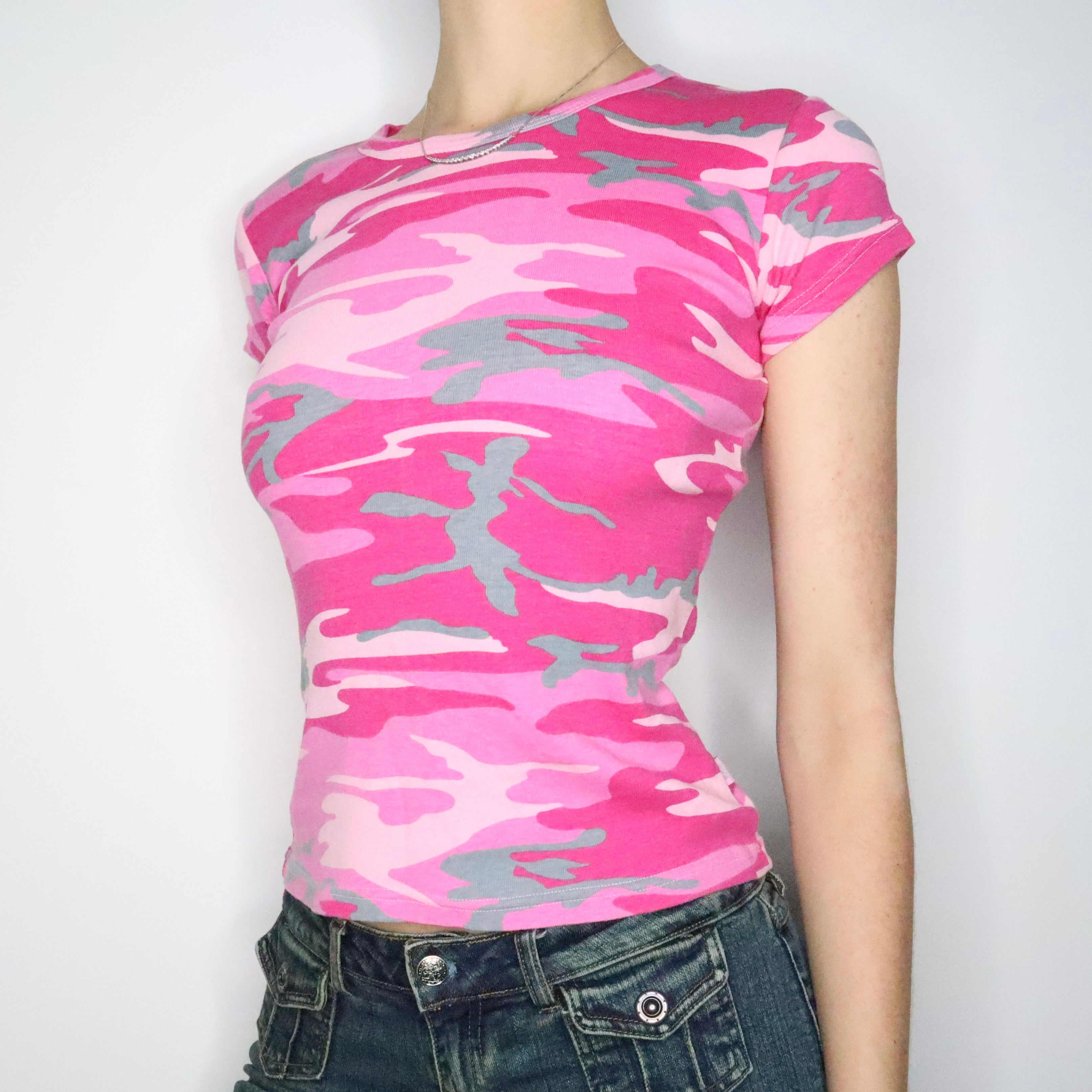 Pink Camo Baby Tee (Small)