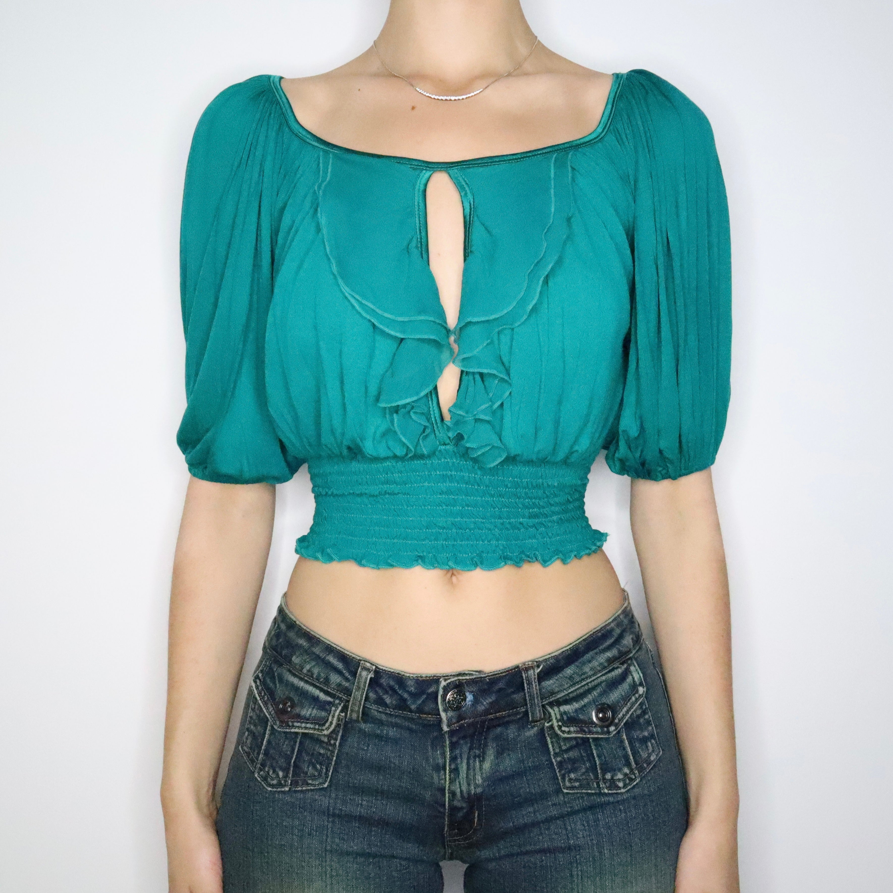 Bebe Puff Sleeve Blouse (XS-S)