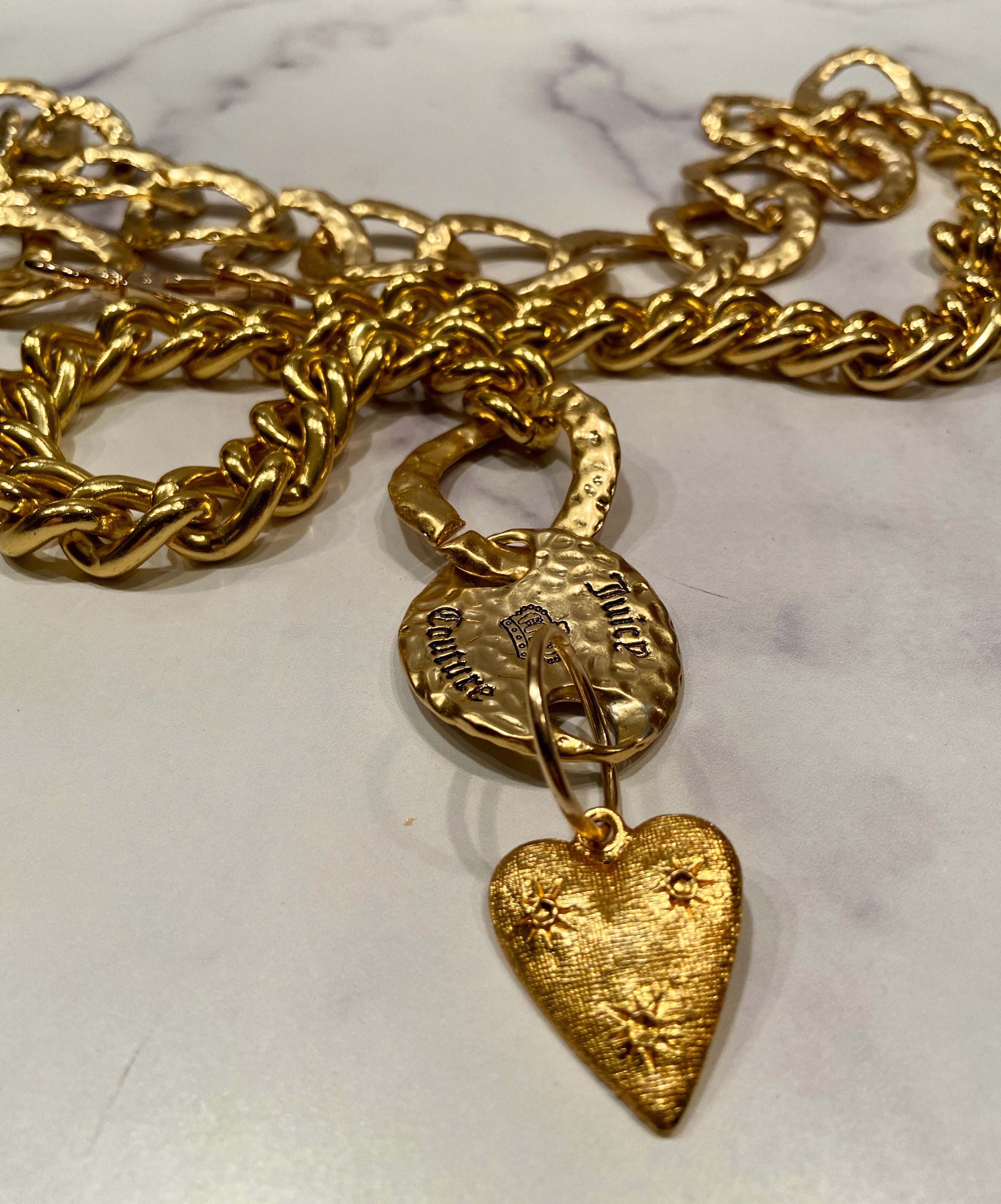 Juicy Couture Heart Charm Gold Chain Belt