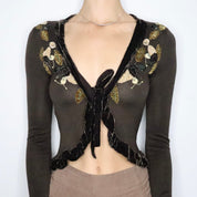Moschino Brown Silk Fairy Cardigan (Small)
