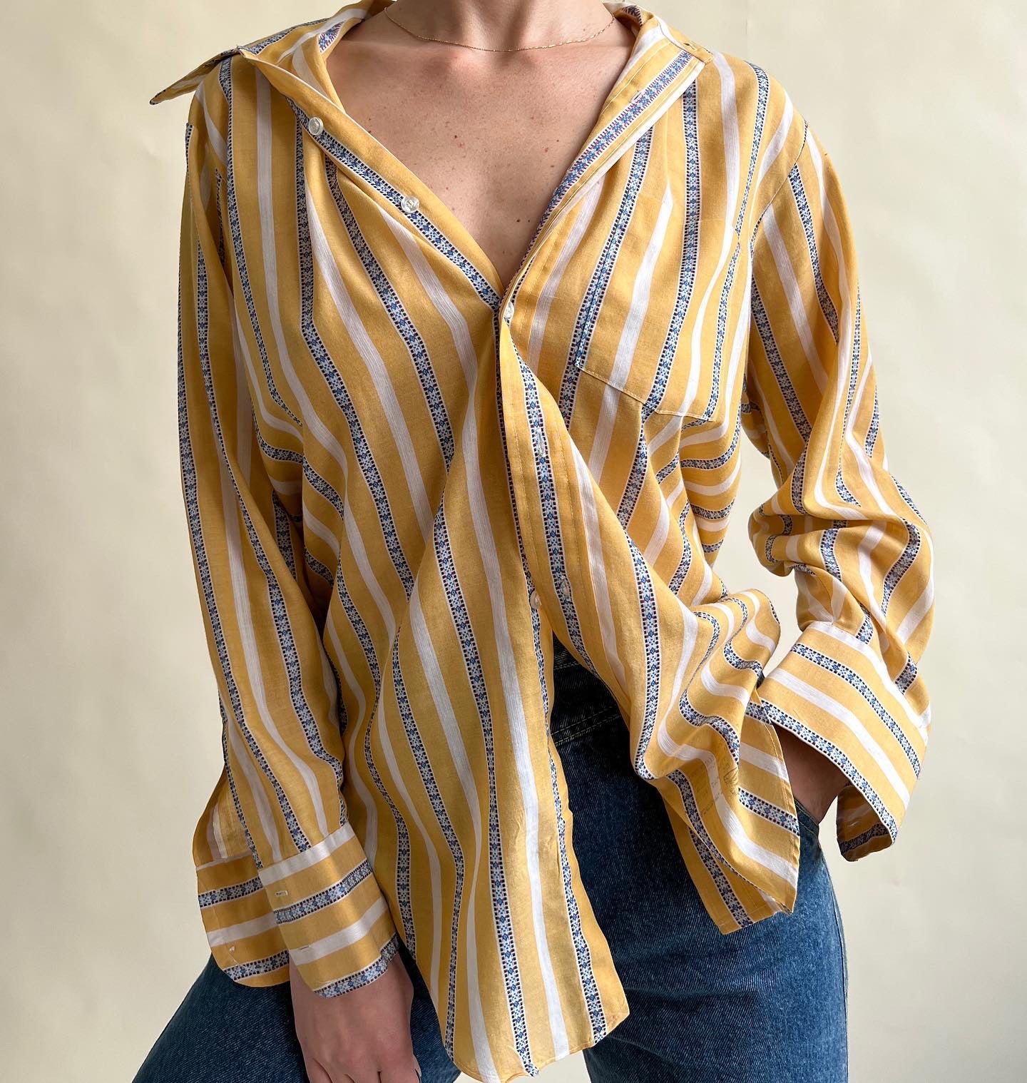 Vintage yellow stripe button down