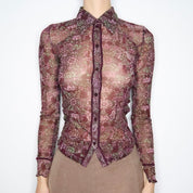 Mesh Button Up Blouse (Small)