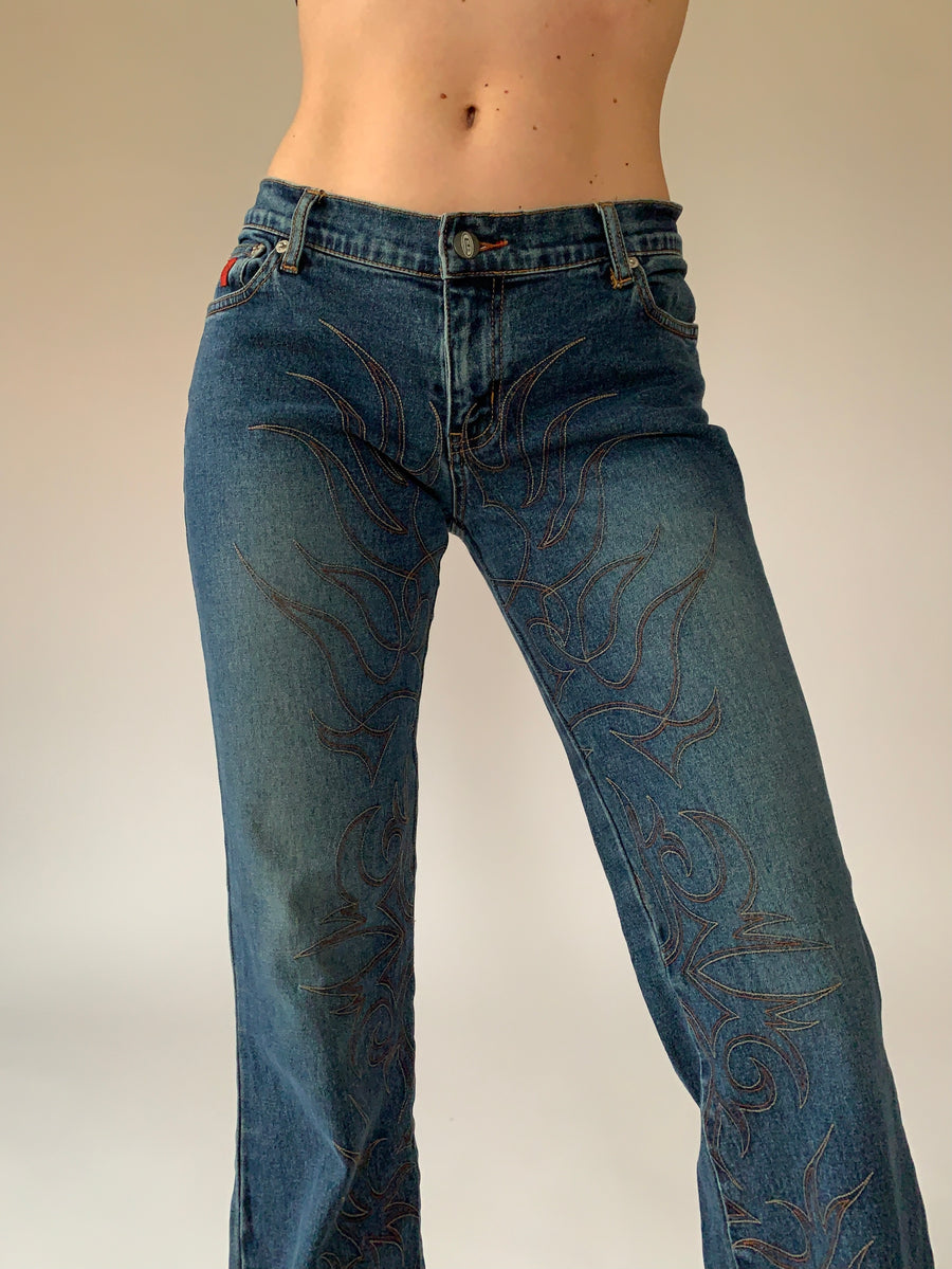 Low Rise Flame Jeans