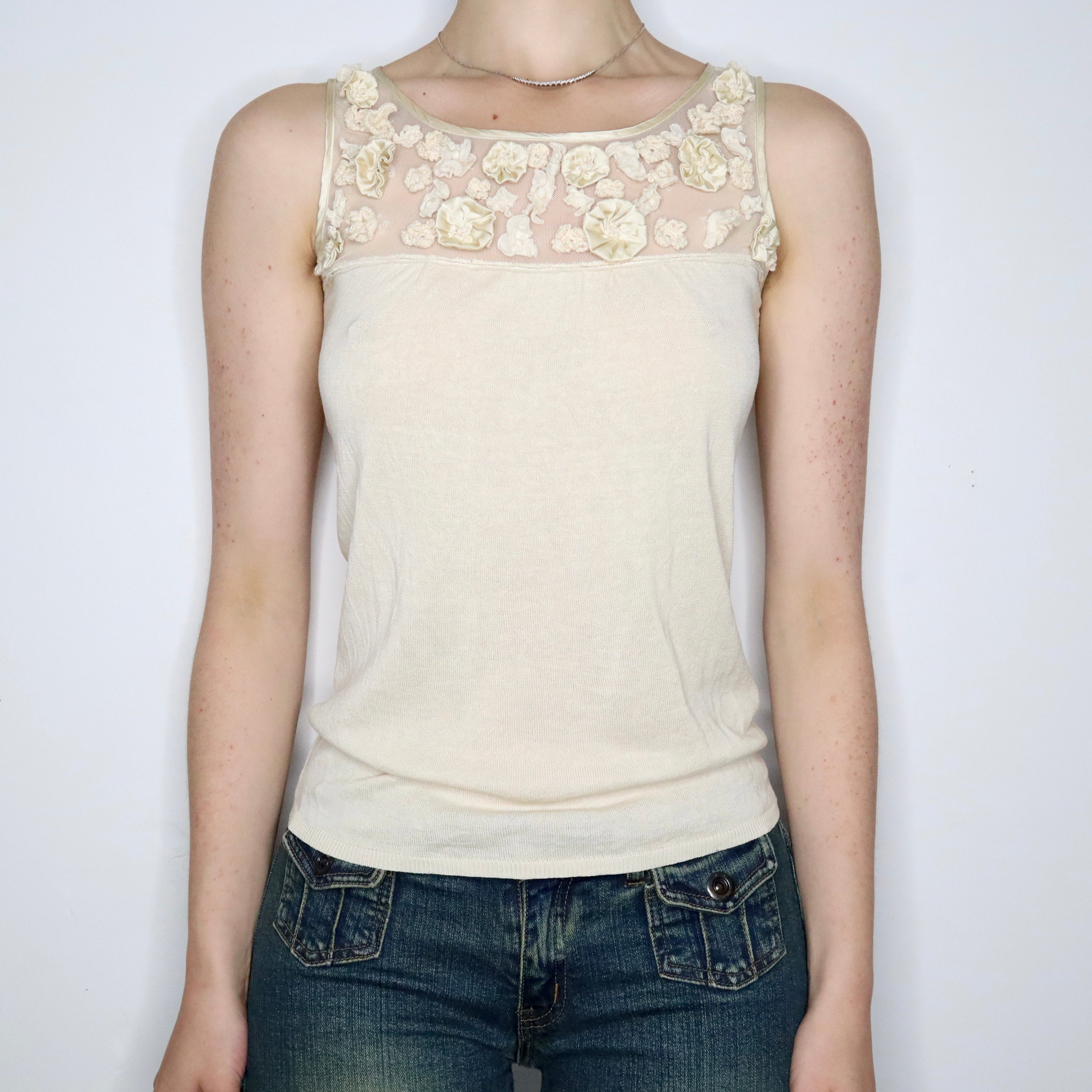 Beige Silk Blouse (S-M)