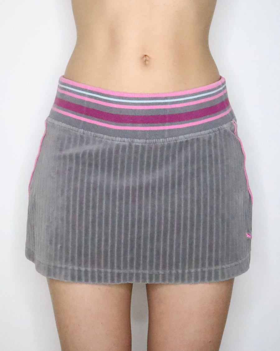 Gray Velour Mini Skirt (XS-S) 