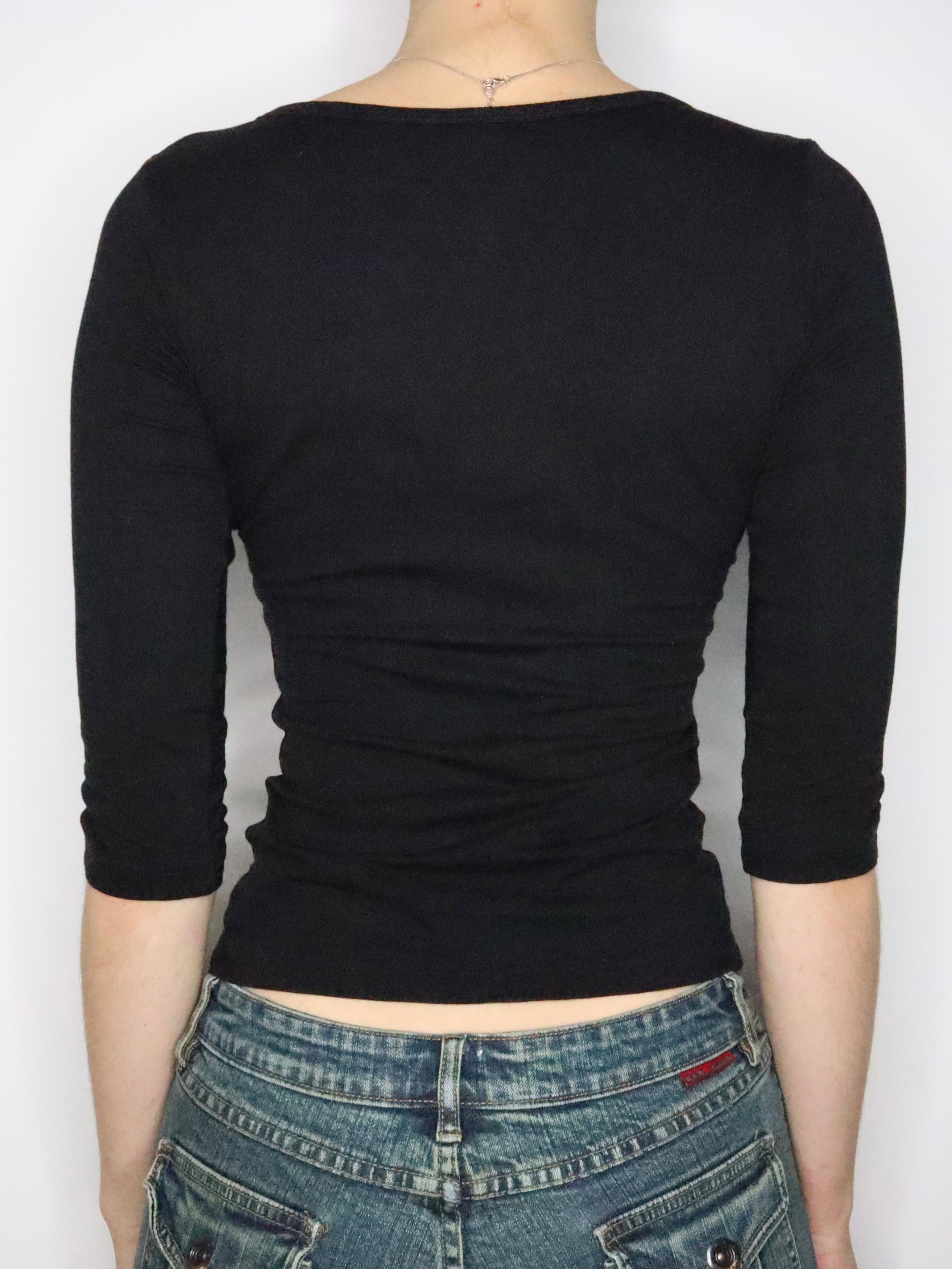 Black Bebe Diamanté Tee (Small) 
