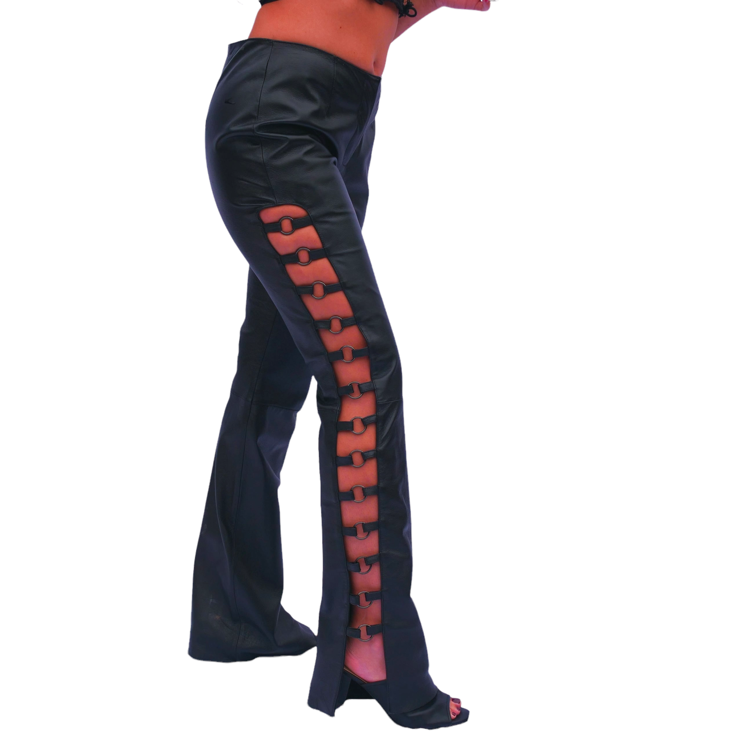 cut out leather pants