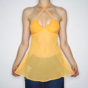 Orange Silk Babydoll Halter Top (Small)