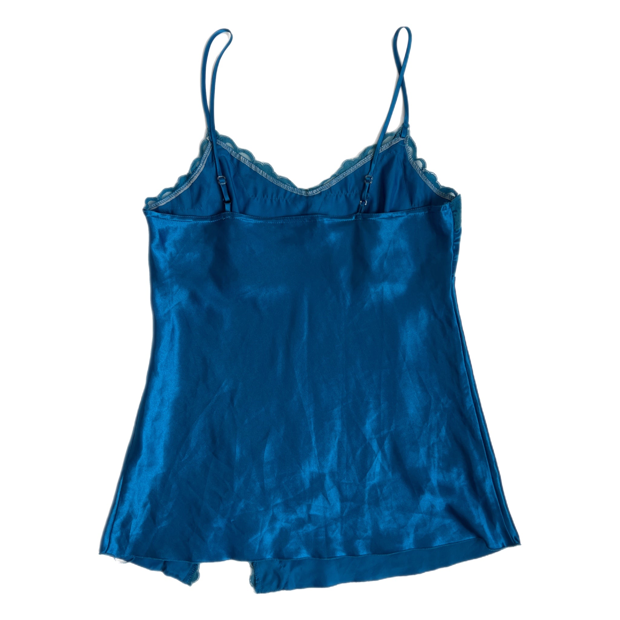00s blue satin lace cami
